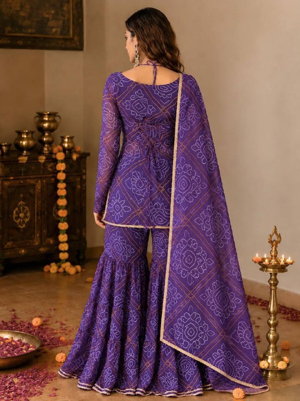 Purple sharara dress for women Suit Set