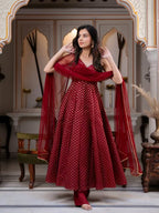 Maroon Majesty Couture Anarkali Suit Set