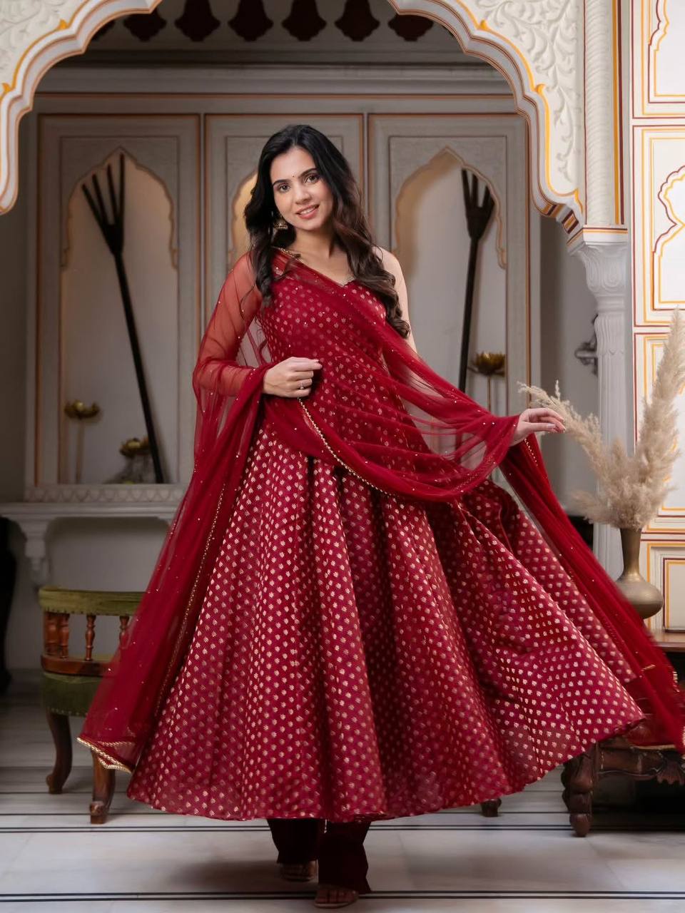 Maroon Majesty Couture Anarkali Suit Set