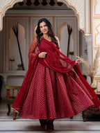 Maroon Majesty Couture Anarkali Suit Set