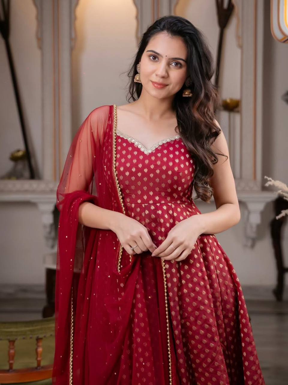 Maroon Majesty Couture Anarkali Suit Set