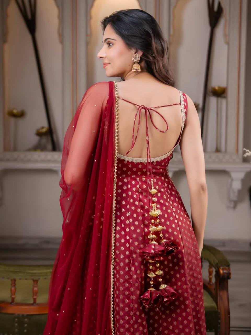 Maroon Majesty Couture Anarkali Suit Set