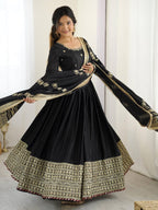 Luxury Black Gold Wedding Anarkali Suit Set
