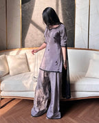 Moonstone Grey Elegant Embroidery Kurta Plazo Suit Set