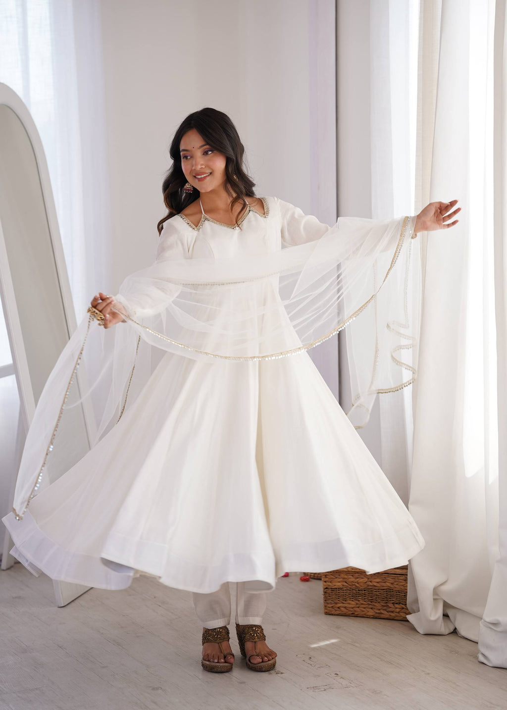 Afsana White Luxury Anarkali Suit Set