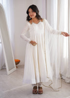 Afsana White Luxury Anarkali Suit Set