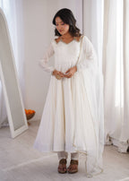 Afsana White Luxury Anarkali Suit Set