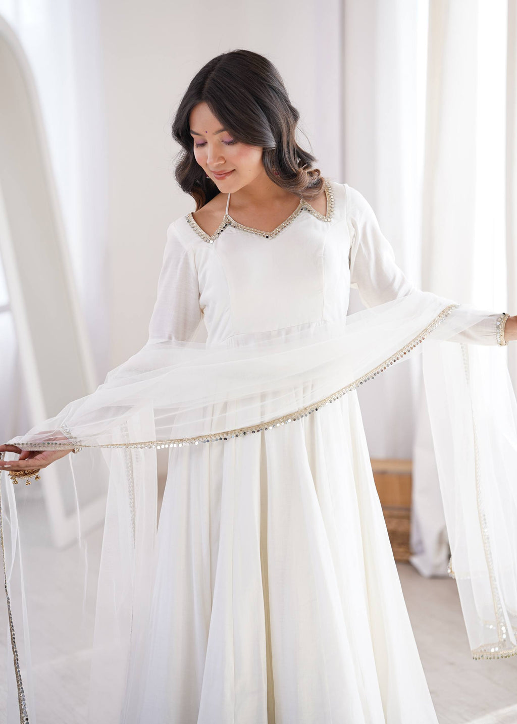 Afsana White Luxury Anarkali Suit Set