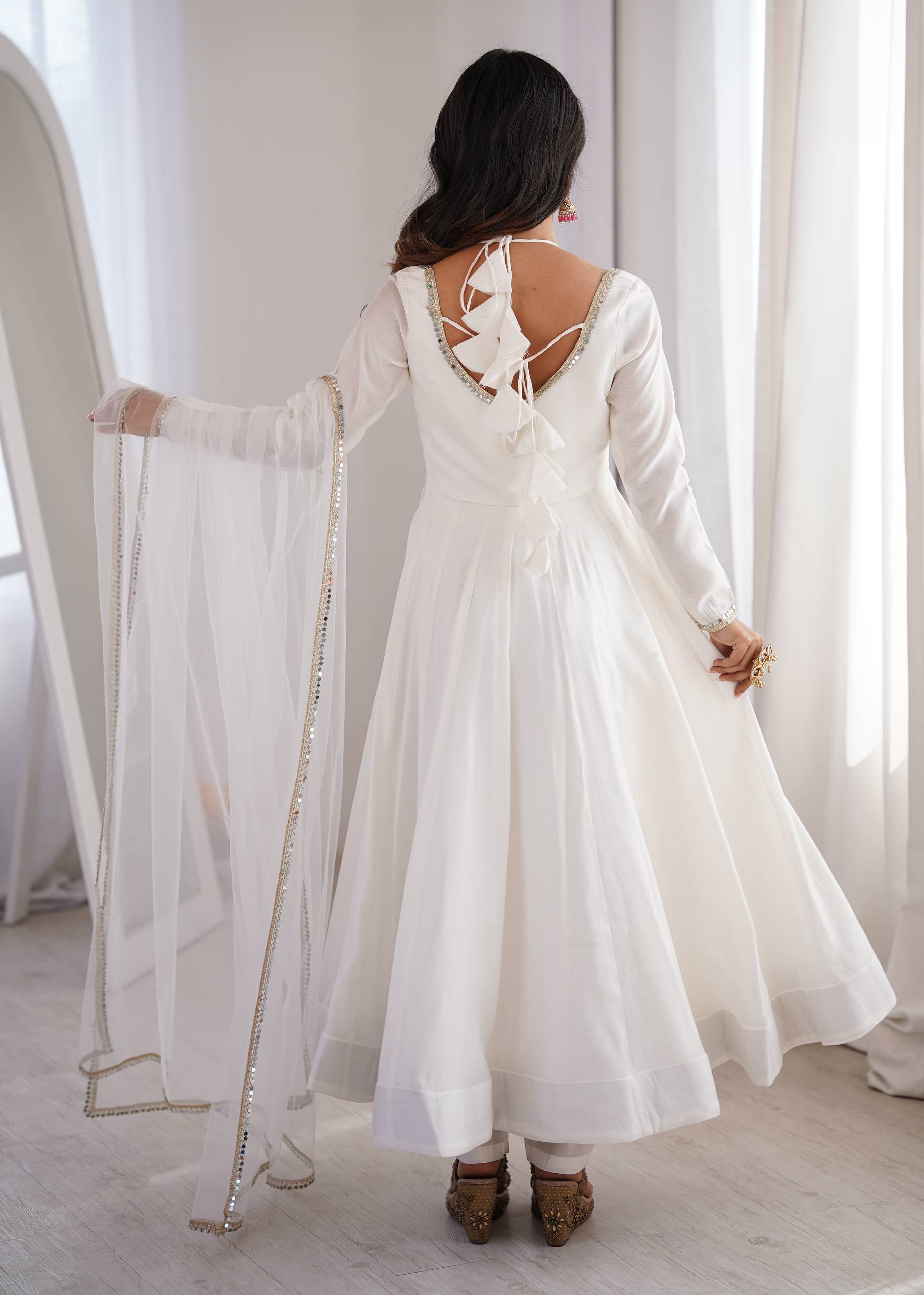 Afsana White Luxury Anarkali Suit Set