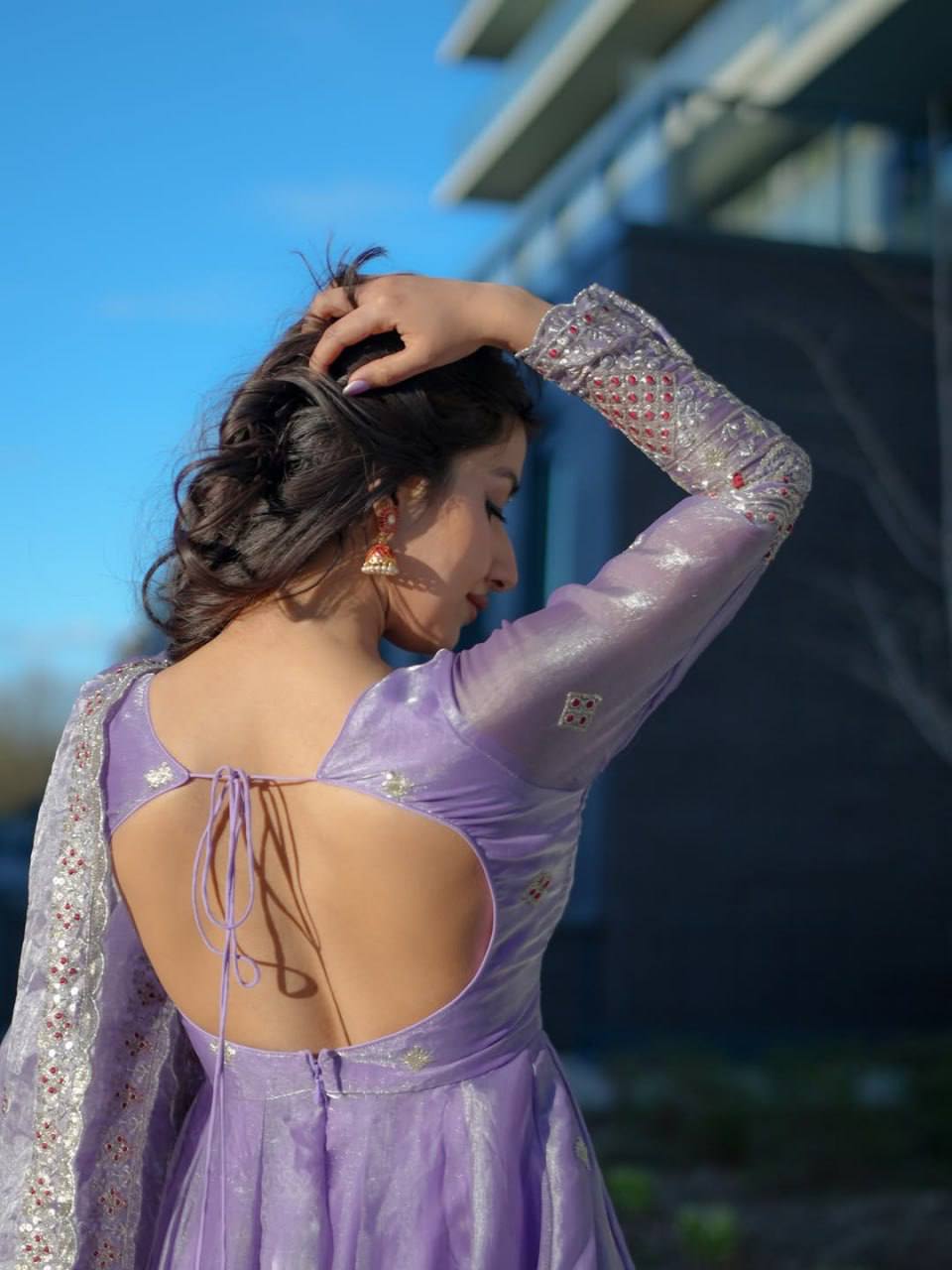 PIYA LAVENDER  EMBROIDARY ANARKALI SUIT SET
