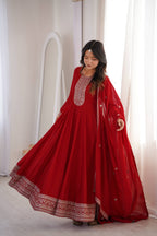 Classic Red Festive Anarkali Suit Set