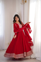 Classic Red Festive Anarkali Suit Set