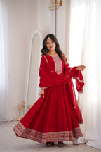 Classic Red Festive Anarkali Suit Set