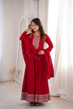 Classic Red Festive Anarkali Suit Set