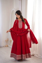 Classic Red Festive Anarkali Suit Set