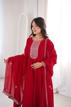 Classic Red Festive Anarkali Suit Set