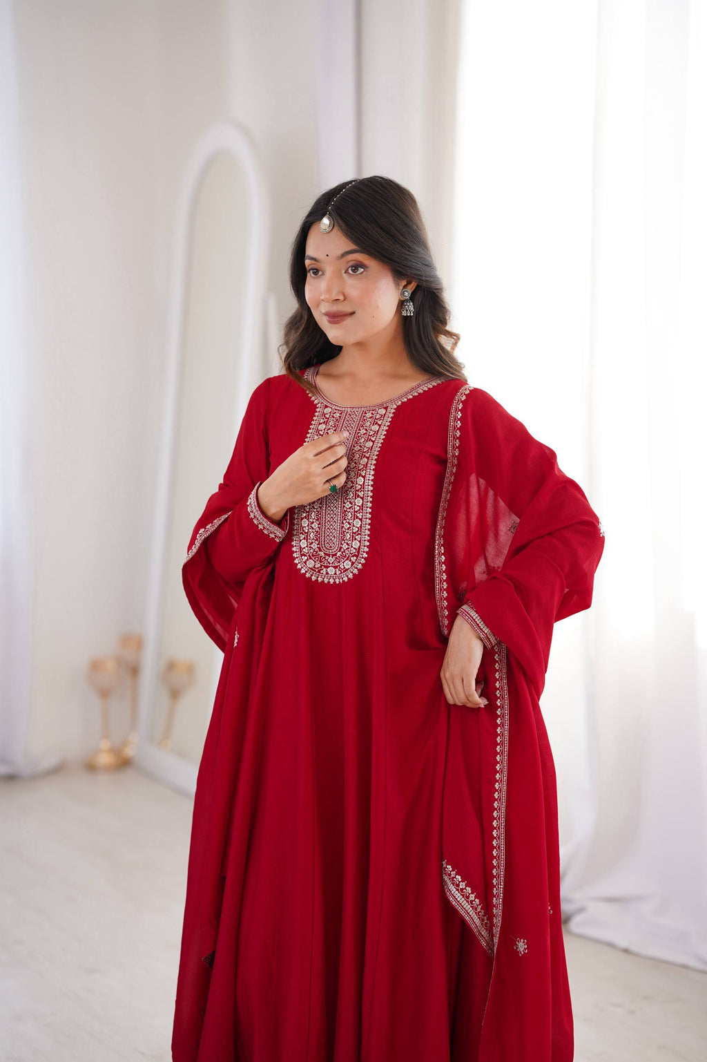 Classic Red Festive Anarkali Suit Set