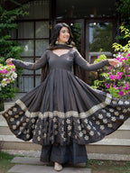 Charcoal Elegance Anarkali Suit Set