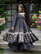 Charcoal Elegance Anarkali Suit Set