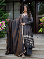 Charcoal Elegance Anarkali Suit Set