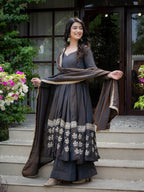 Charcoal Elegance Anarkali Suit Set