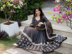 Charcoal Elegance Anarkali Suit Set