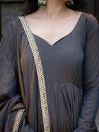 Charcoal Elegance Anarkali Suit Set
