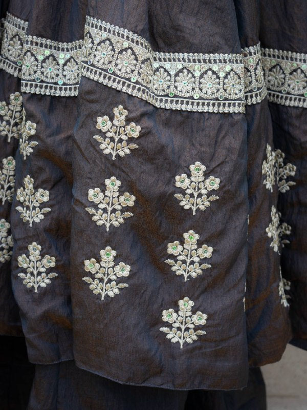 Charcoal Elegance Anarkali Suit Set