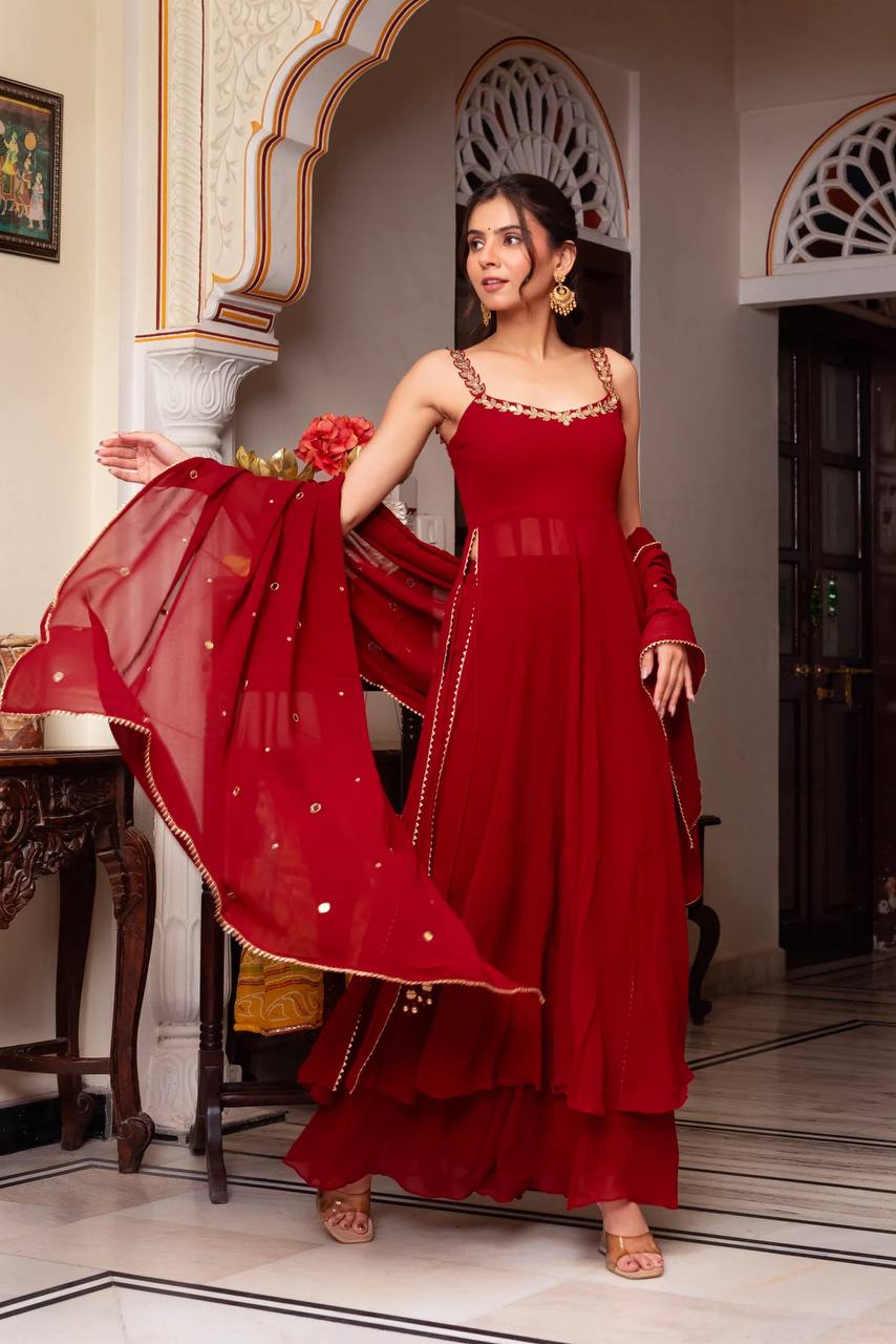 Mehka Maroon Georgette dress