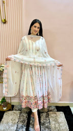 Rangrez White Anarkali Suit