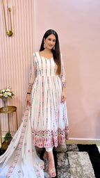 Rangrez White Anarkali Suit