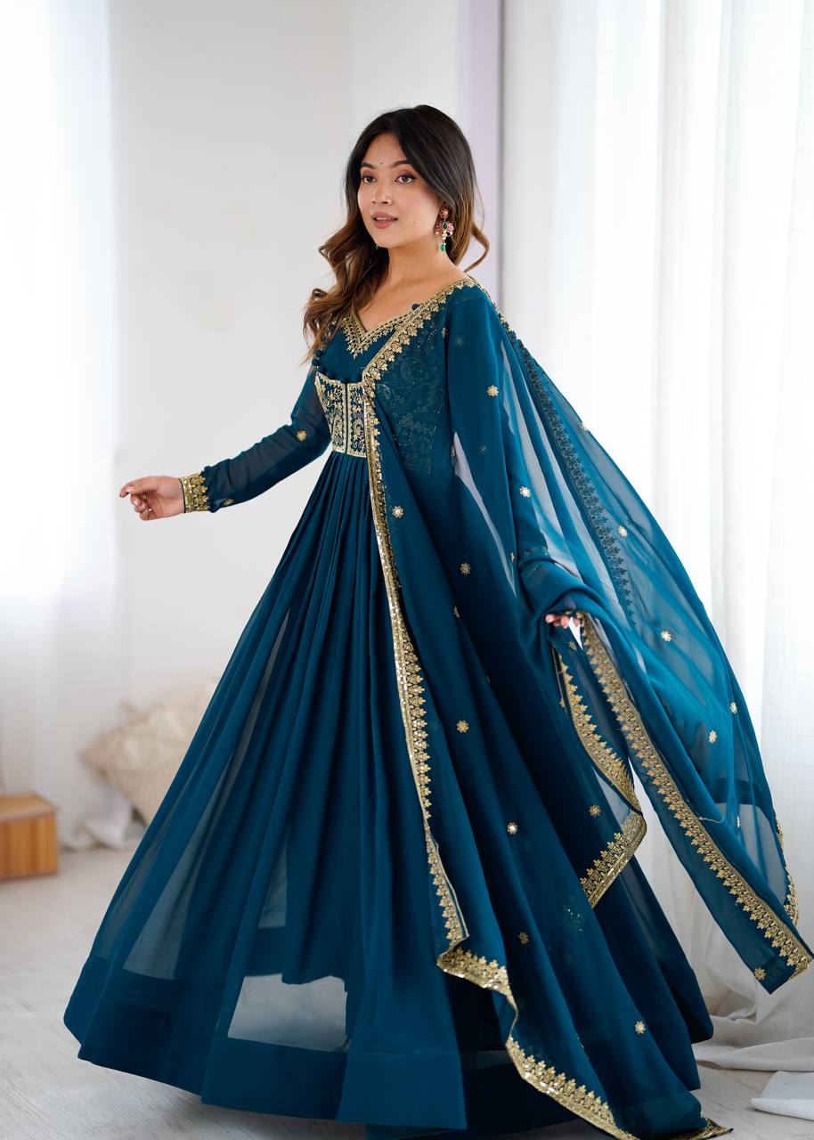 Ophirya Midnight Cascade Anarkali Suit Set