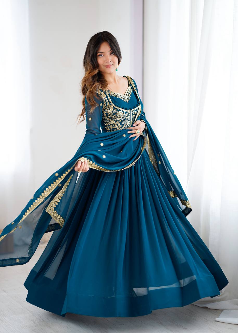 Ophirya Midnight Cascade Anarkali Suit Set