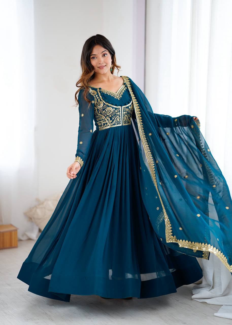 Ophirya Midnight Cascade Anarkali Suit Set