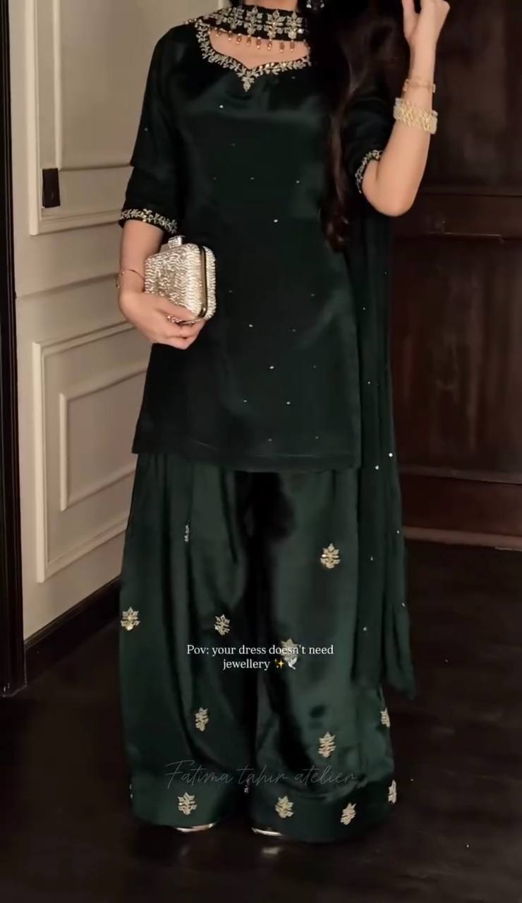 Bottle green ethnic wear for women suit set