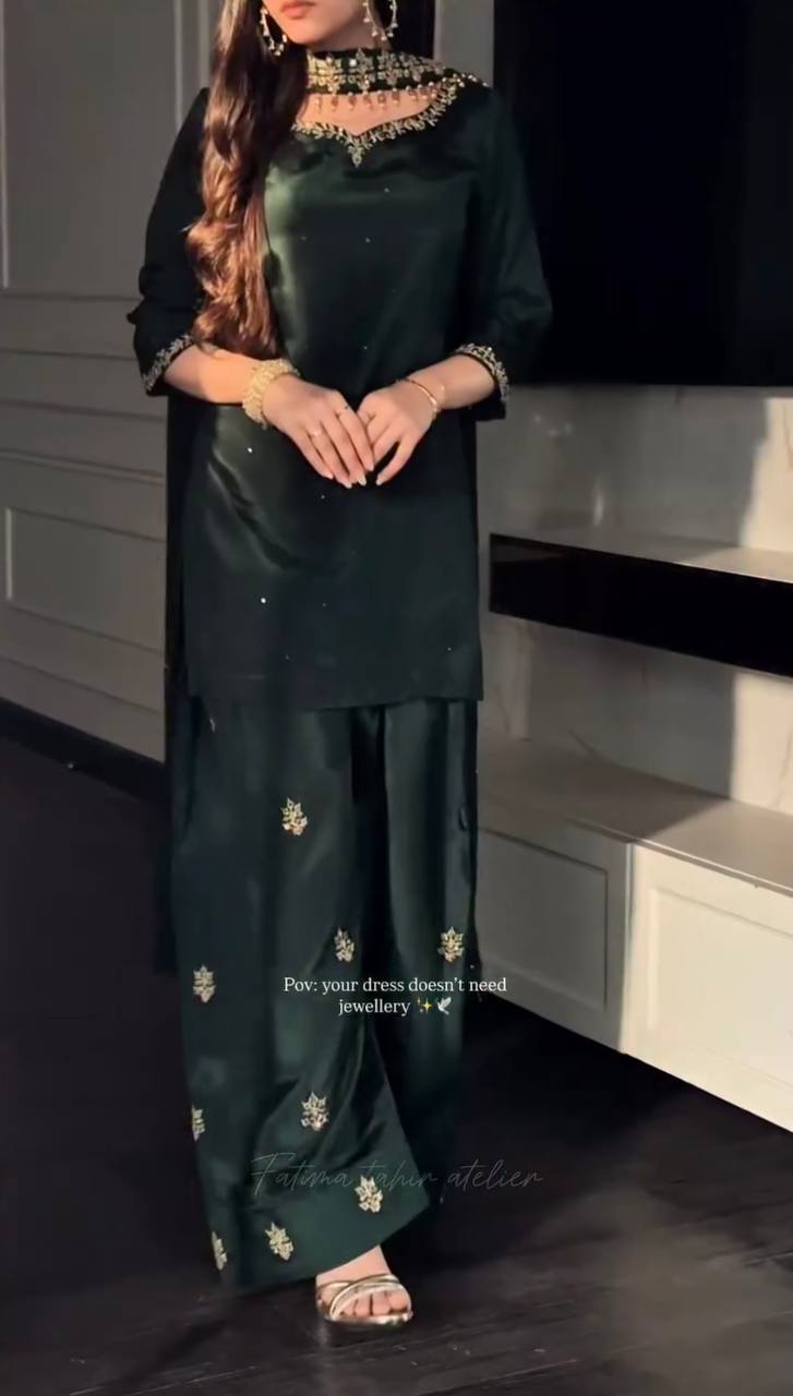 Bottle green ethnic wear for women suit set