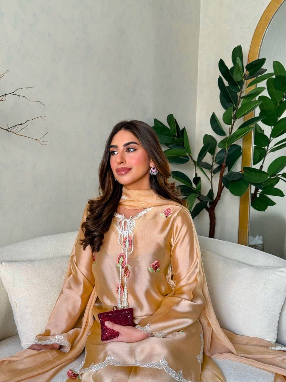 Peach Wedding wear Kurta Suit Set