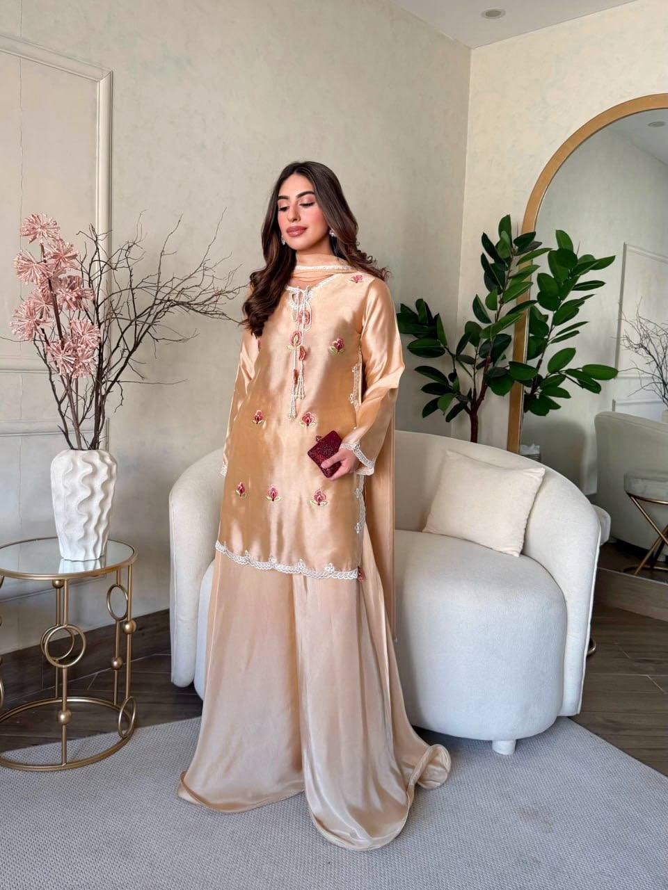 Peach Wedding wear Kurta Suit Set