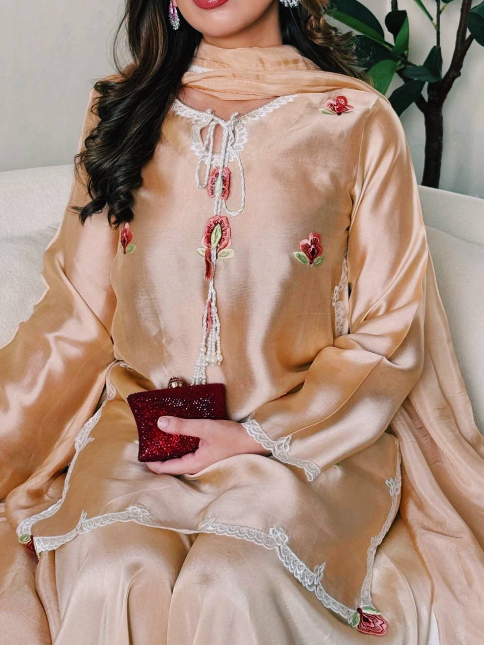 Peach Wedding wear Kurta Suit Set