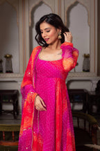 Aabira Pink Phoolkari Anarkali Set