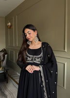CRISTIANO BLACK AND SILVER KOTI ANARKALI SUIT SET