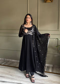 CRISTIANO BLACK AND SILVER KOTI ANARKALI SUIT SET