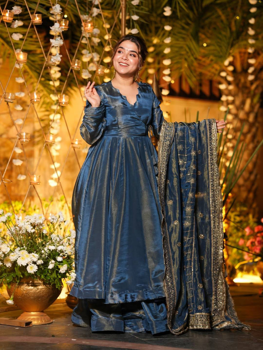 Mehrin  Blue Opulence Anarkali Suit set