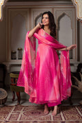 Rangrisha Pink Leheriya Anarkali Set