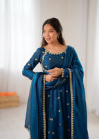 AURA BLUE ANARKALI SUIT SET