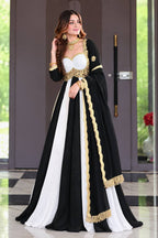 Noir Royale And White Embroidered Anarkali Suit Set