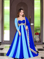 Blue Royale And Sky Blue Anarkali Suit Set
