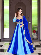 Blue Royale And Sky Blue Anarkali Suit Set