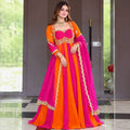 Royal Pink & Orange Anarkali Suit Set