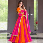 Royal Pink & Orange Anarkali Suit Set